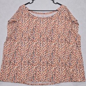 THIRDLOVE‎ Women's Plus Size 3X Orange Dot Print Boat Neck Dolman Sleeve Top